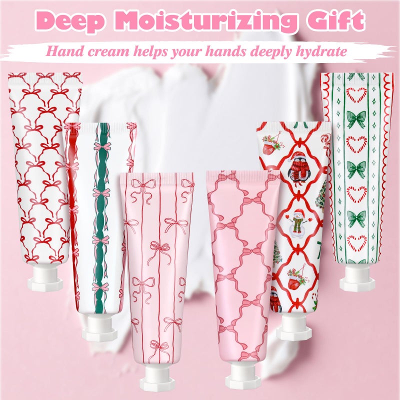 Dimsile 12 Pcs Pink Bow Hand Cream Gifts Bulk Valentine Party Favors for Women Coquette Pink Bow Mini Hand Lotion Travel Size Moisturizer Cream for Dry Cracked Hands Coquette Party Favors for Coworker - Image 3